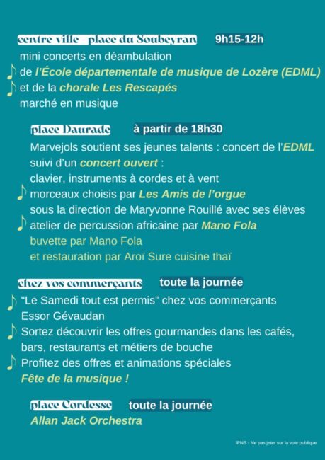 Image 1 : FÊTE DE LA MUSIQUE MARVEJOLS