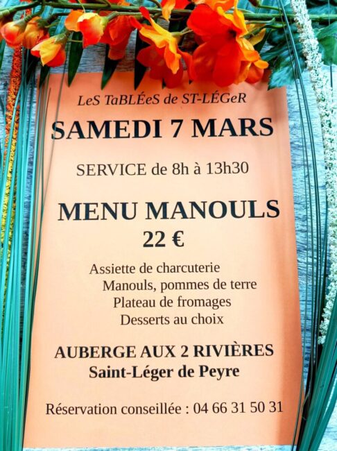 Image 0 : LES TABLÉES DE ST LÉGER - MENU MANOULS